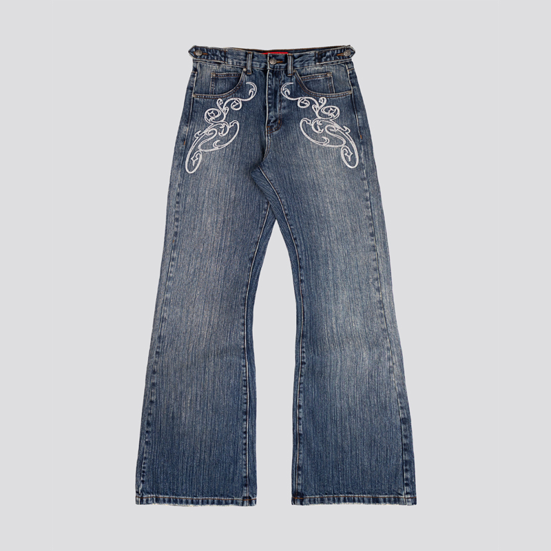 Women Shoes Jeans - Y2k 블루 오프닝 부츠컷 청바지 빈티지