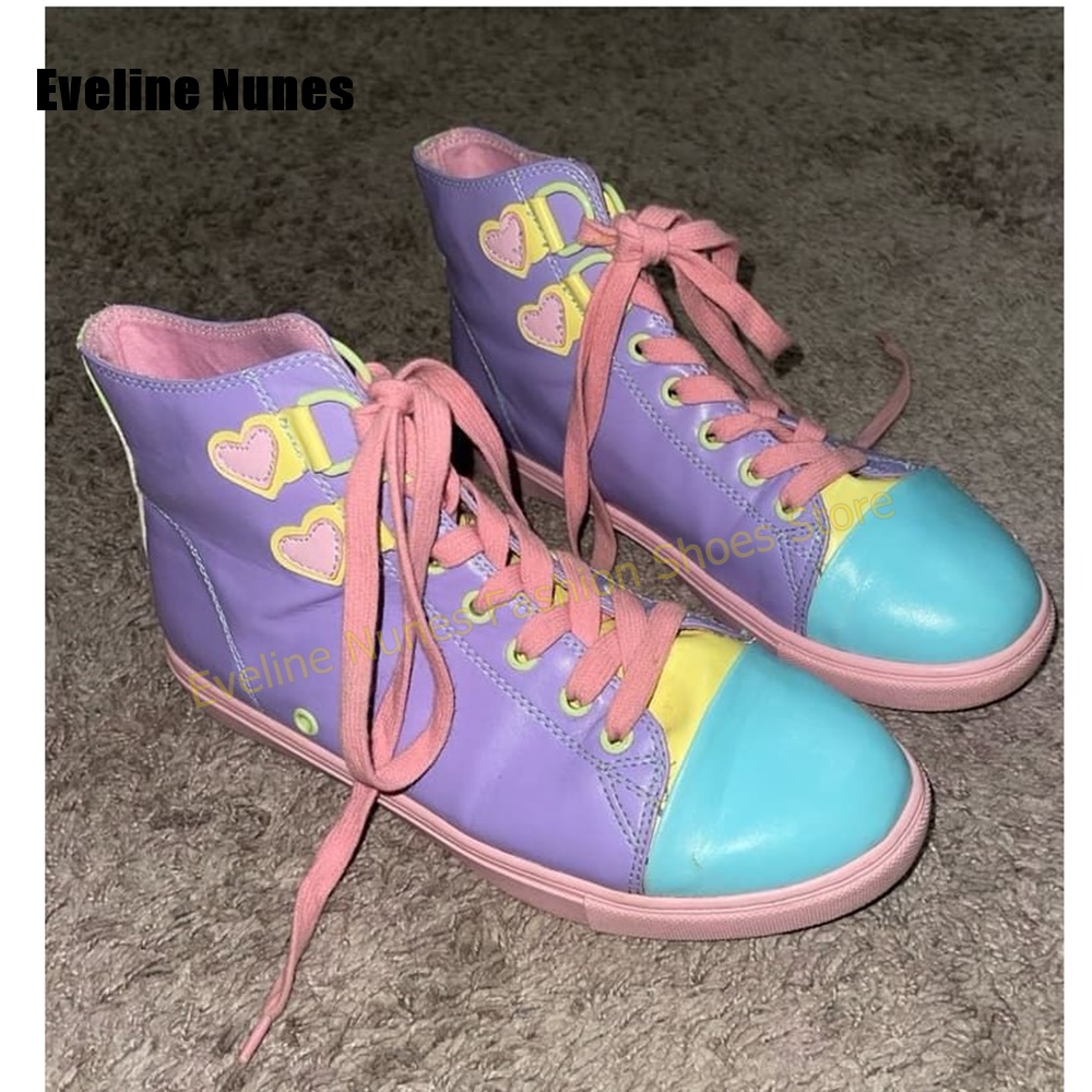 Women Shoes Sneakers - Y2K 걸 스윗 하이탑 스니커즈 컬러