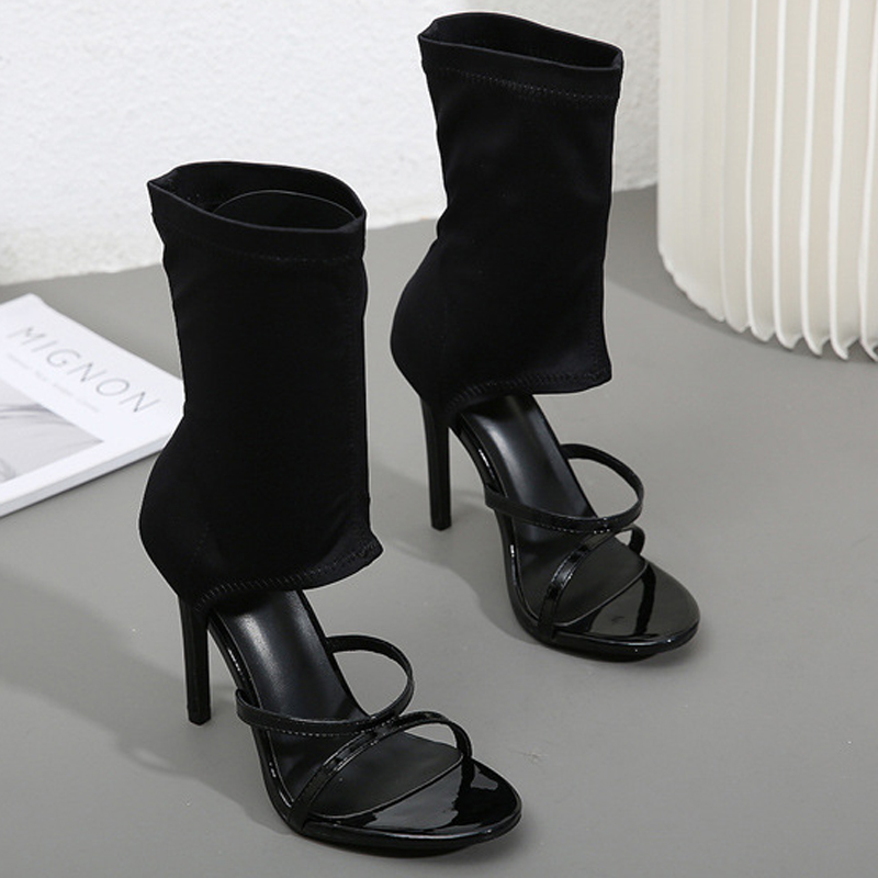 Women Shoes Boots - 패션 하이 탑 탄성 패브릭 부츠