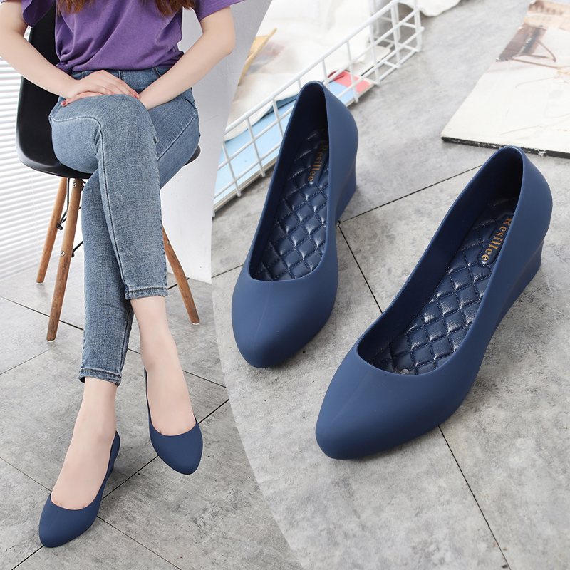 Women'S Shoes Navy Blue - Resillee 여성 네이비 블루 웨지 힐