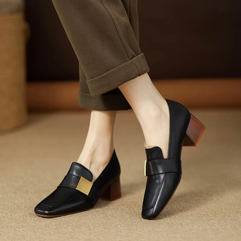 Women Shoes Jeans - 여성 패션 가죽 펌프스 우아한 슬립온