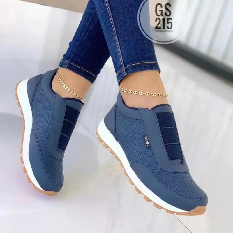 Women'S Shoes Navy Blue - 여성 캐주얼 슬립온 스니커즈 통기성 있는