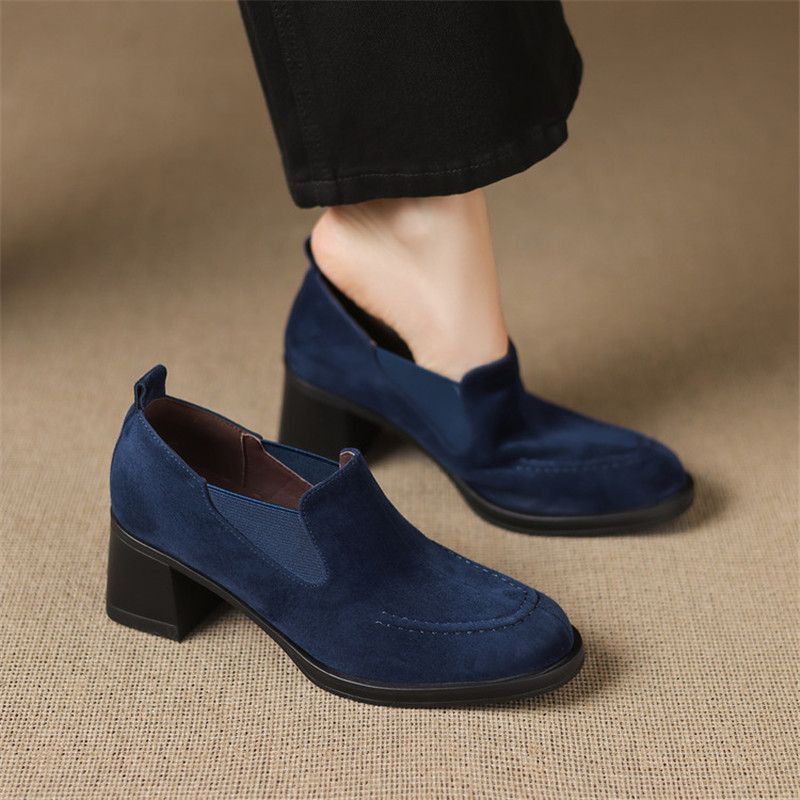 Women'S Shoes Navy Blue - 새로운 봄/가을 양 스웨이드 여성 신발