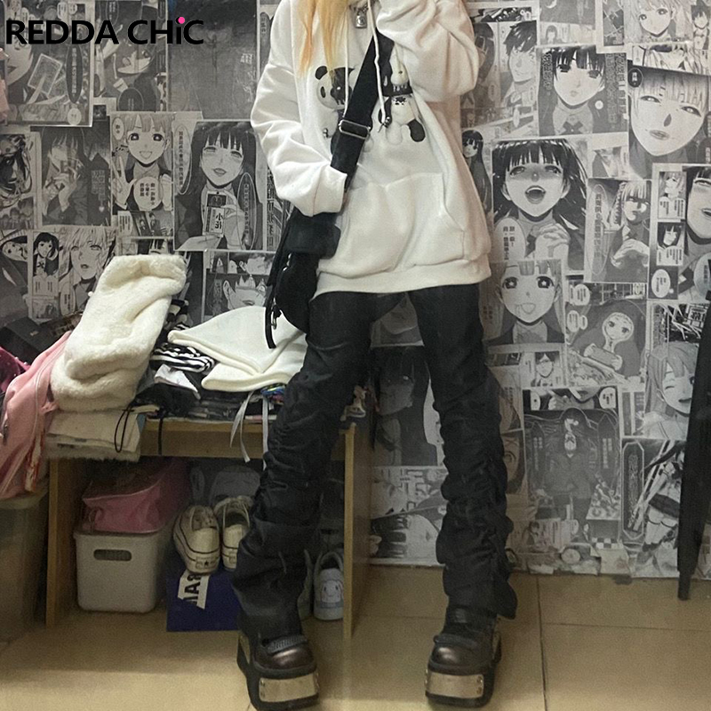 Women Shoes Jeans - REDDACHIC 여성용 고스 로리타 블랙 팬츠,