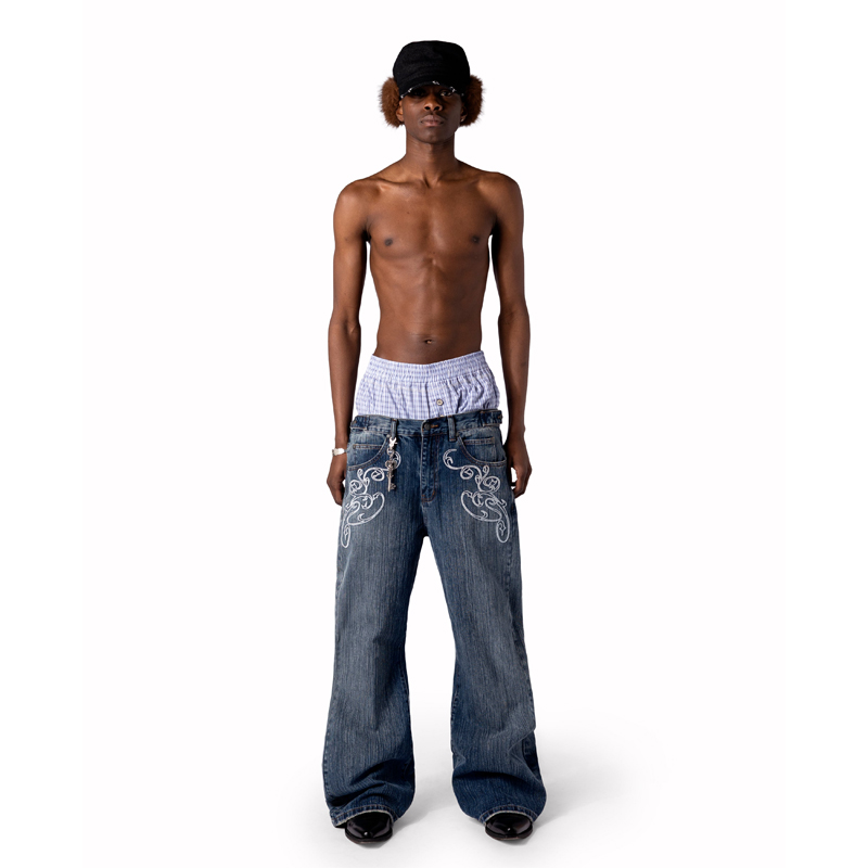 Y2k 블루 오프닝 부츠컷 청바지 빈티지 워싱 자수 남 - Women Shoes Jeans 리뷰 및 가격