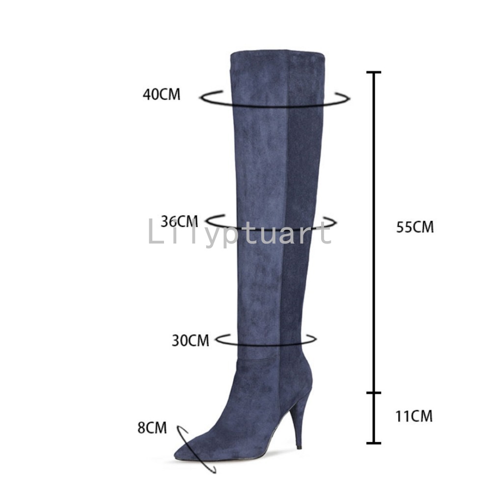 여성용 블루 스웨이드 슬라우치 니하이 부츠 포인티드 토 - Women'S Shoes Navy Blue 리뷰 및 가격