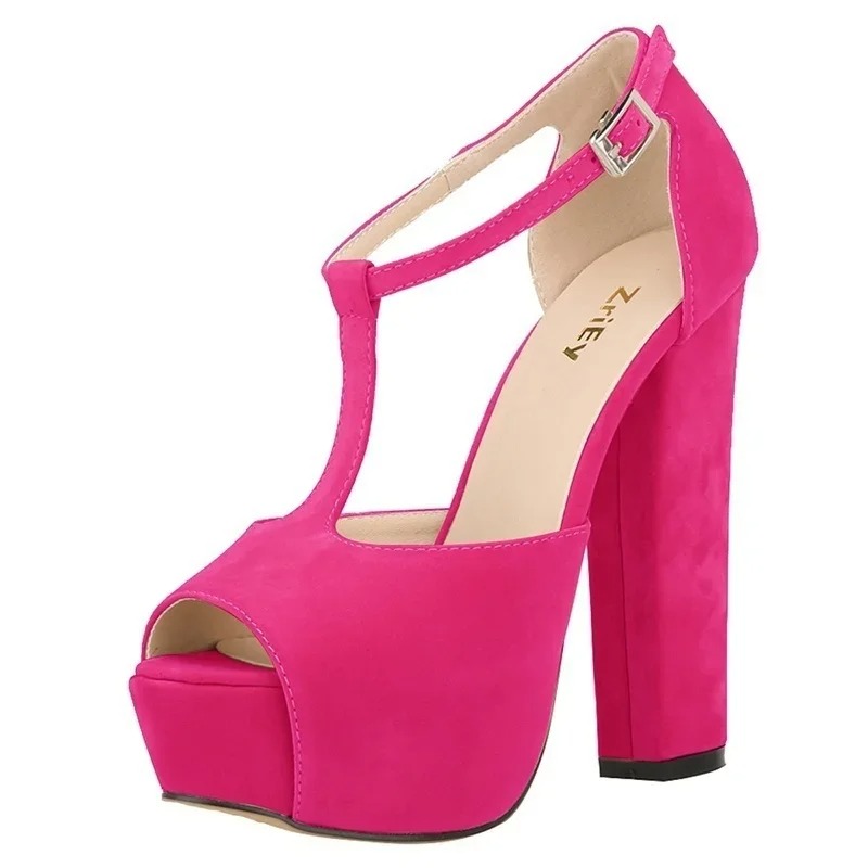 여성 샌들 여름 섹시한 오픈토 두꺼운 굽 버클 패션 플 - Women Shoes Formal 리뷰 및 가격