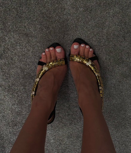 여성을위한 골드 메탈 체인 섹시한 가죽 샌들 샴페인/블 - Gold Chain Sandal 리뷰 및 가격