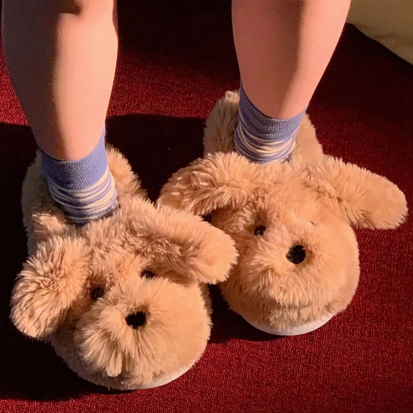 여성용 퍼 슬리퍼 캐주얼 귀여운 강아지 디자인 화이트  - Women Shoes For Winter 리뷰 및 가격