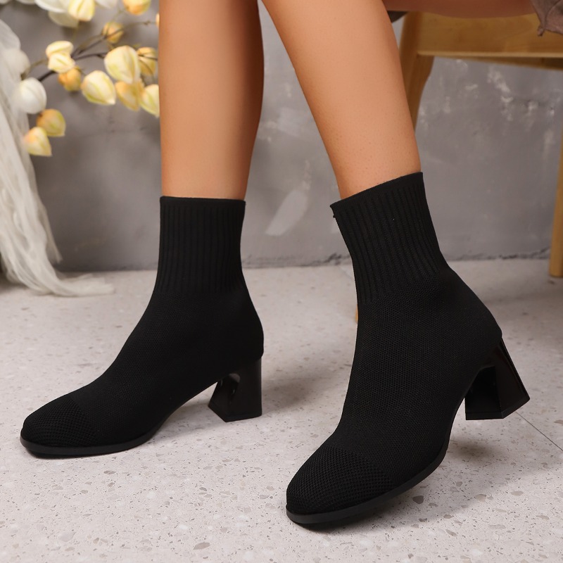 여성용 발목 부츠 니트 힐 하이힐 봄 가을 및 겨울 모 - Sock Boot Women 리뷰 및 가격