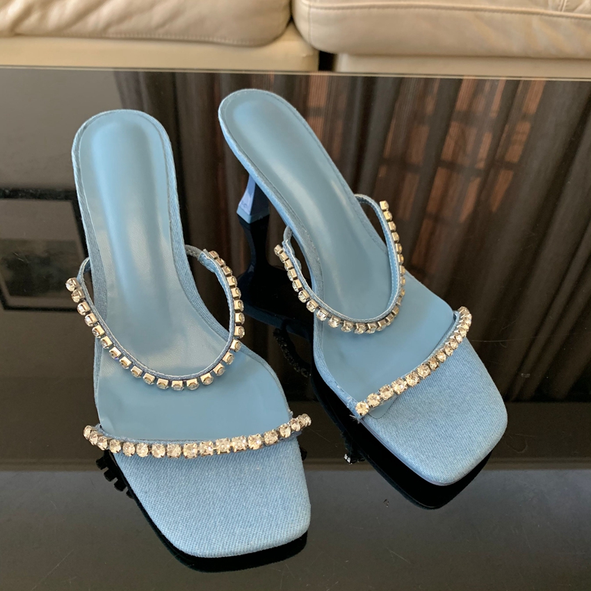 데님 라인 석 발 뒤꿈치 샌들 여성 뮬 2024 패션  - Women Shoes Jeans 리뷰 및 가격
