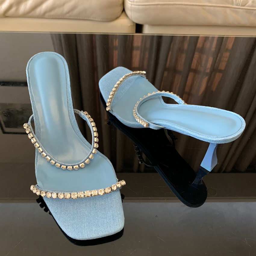 데님 라인 석 발 뒤꿈치 샌들 여성 뮬 2024 패션  - Women Shoes Jeans 리뷰 및 가격