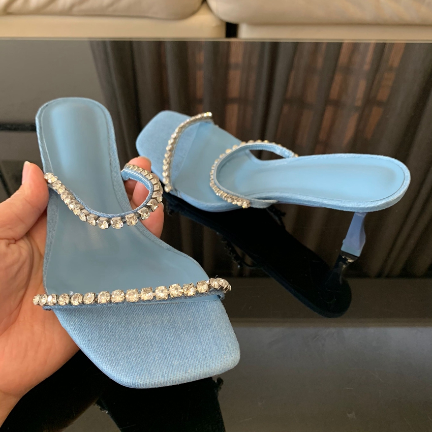 데님 라인 석 발 뒤꿈치 샌들 여성 뮬 2024 패션  - Women Shoes Jeans 리뷰 및 가격
