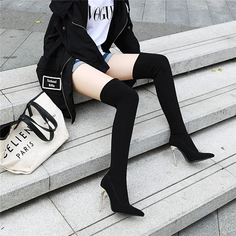 플러스 사이즈 스트레치 레오파드 오버 니 부츠, 하이  - Sock Boot Women 리뷰 및 가격