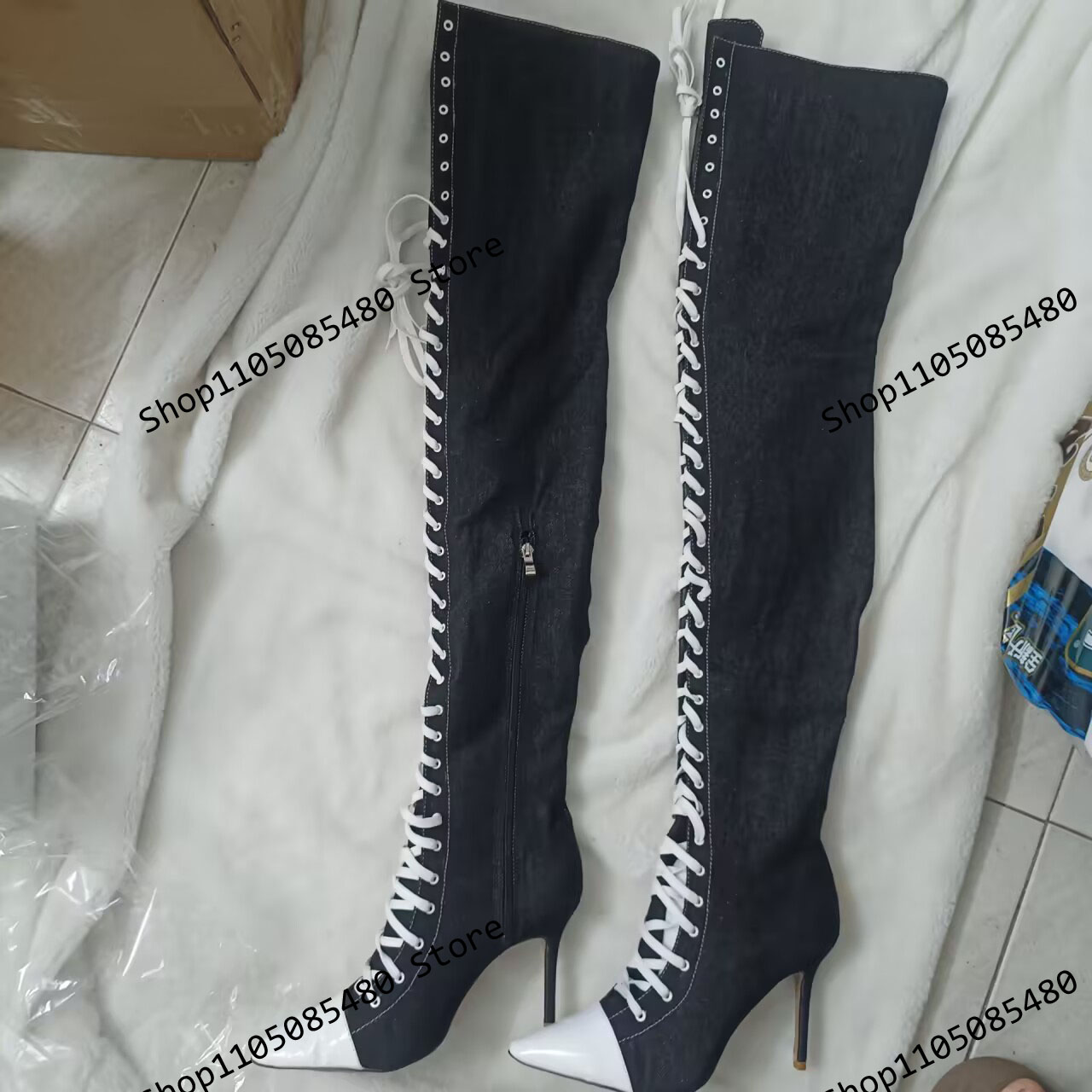 2025 신상 여성 포인티드 토 하이힐 니하이 부츠 청 - Women Shoes Jeans 리뷰 및 가격