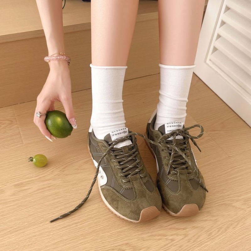 레트로 컬러 블록 스니커즈 여성용 부드러운 플랫 런닝화 - Women Shoes Sneakers 리뷰 및 가격