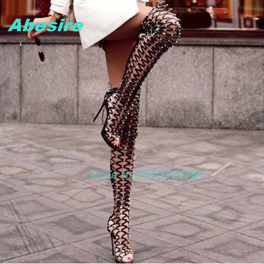 리벳 패치워크 크로스 스트랩 지퍼 샌들 부츠, 피프토  - Women Shoes Boots 리뷰 및 가격