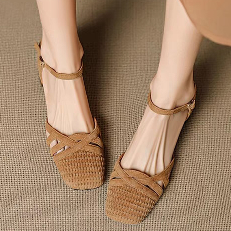 레트로 직조 하이힐 샌들 여성 2025 여름 스퀘어 토 - Women'S Shoes Veja 리뷰 및 가격