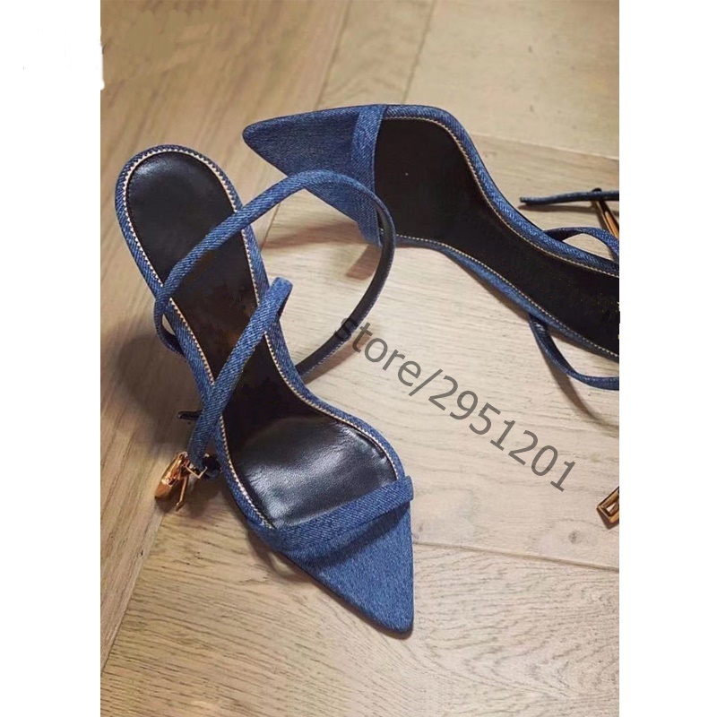여성용 뾰족한 골드 잠금 스트랩 하이힐 샌들, 연예인  - Women Shoes Jeans 리뷰 및 가격