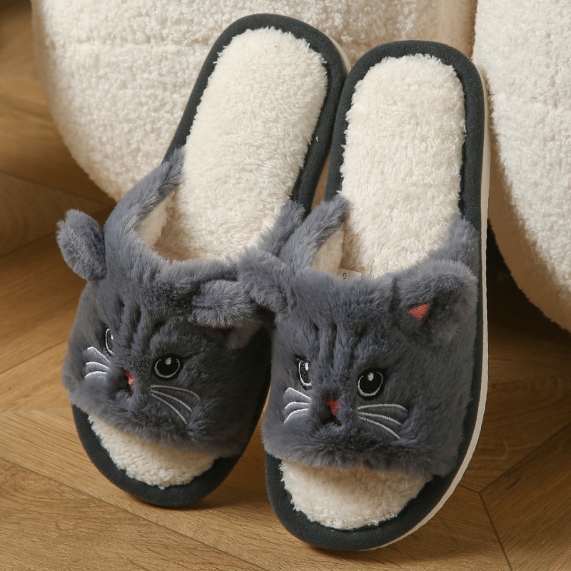 귀여운 고양이 디자인 플러시 플립플랍, 여성용 남성용  - Women Shoes For Winter 리뷰 및 가격