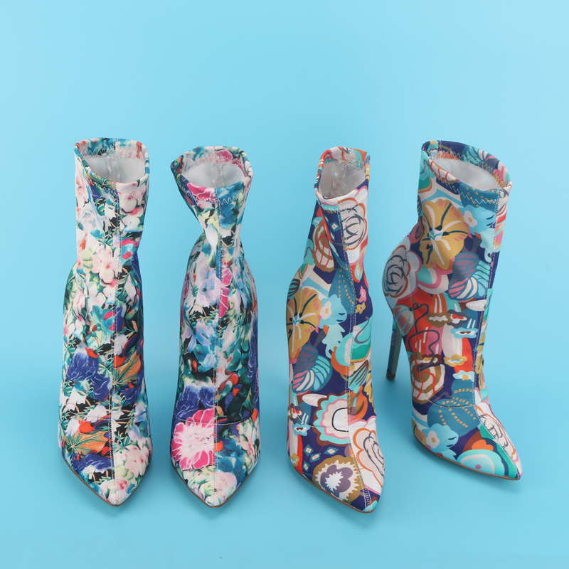 봄철 멀티 플라워 스트레치 삭스 부츠 스틸레토 하이힐  - Sock Boot Women 리뷰 및 가격