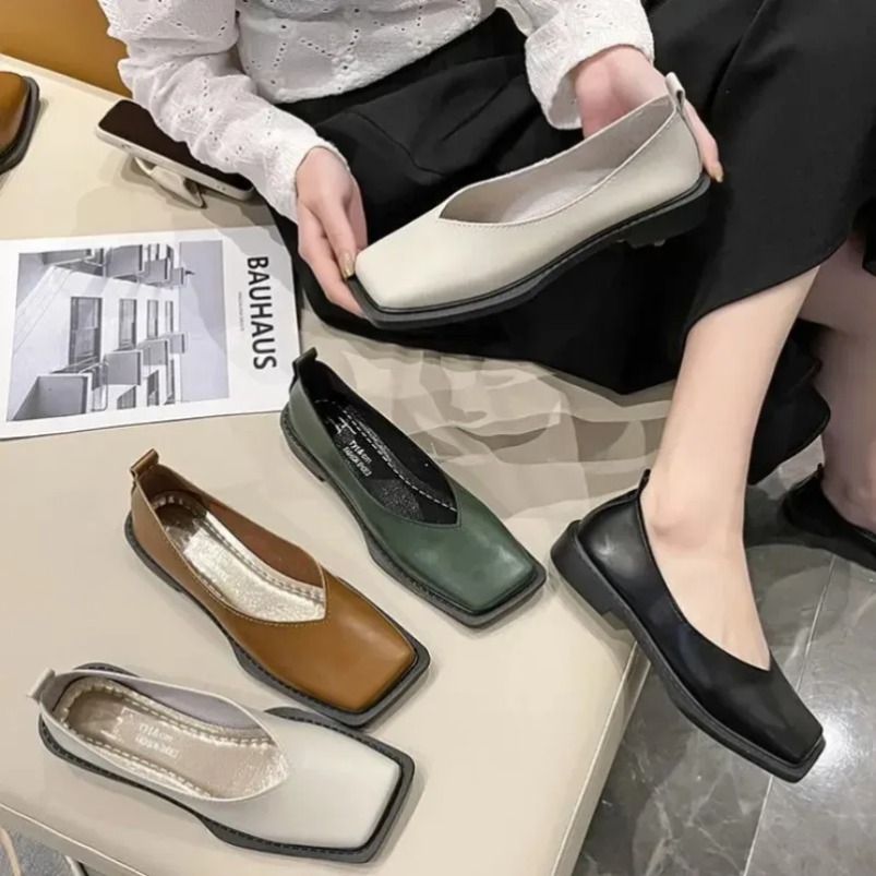 로마 여성 로우힐 펌프스 여성 신발 플랫 슈즈 스퀘어  - Women Shoes Sneakers 리뷰 및 가격