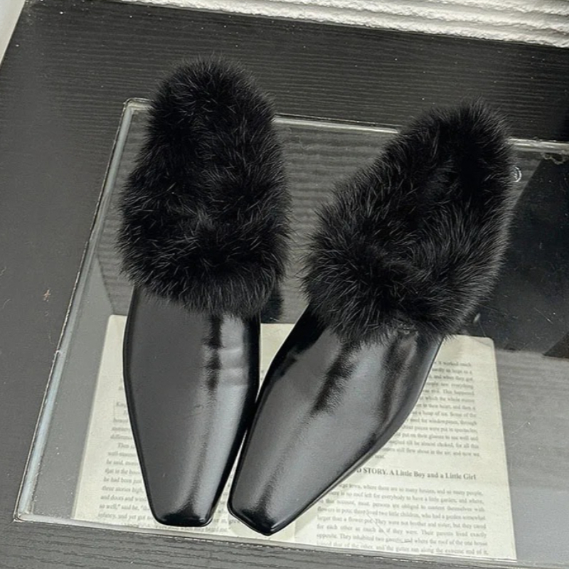 겨울 플러시 디자이너 따뜻한 플랫 여성 패션 스퀘어 토 - Women Shoes For Winter 리뷰 및 가격