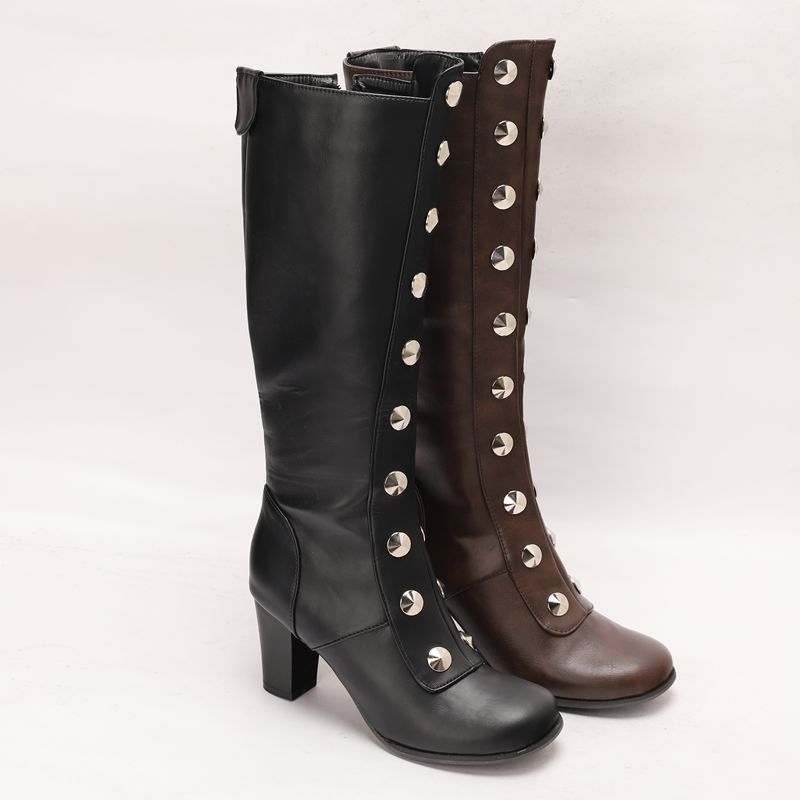 리브 캣 여성용 니하이 부츠 라운드 토 블록 힐 지퍼  - Zip Up Boots Short 리뷰 및 가격