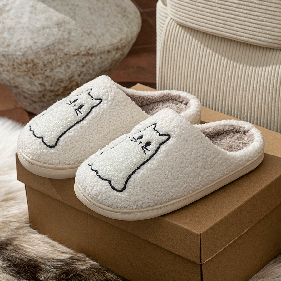 패션 귀여운 라인 고양이 자수 여성용 슬리퍼 겨울 실내 - Women Shoes For Winter 리뷰 및 가격