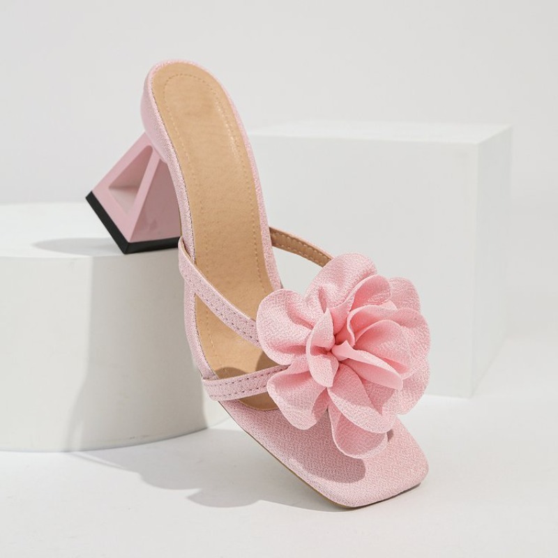 여성용 3D 꽃 장식 샌들 삼각형 컷아웃 하이힐 샌들  - Women Shoes Formal 리뷰 및 가격