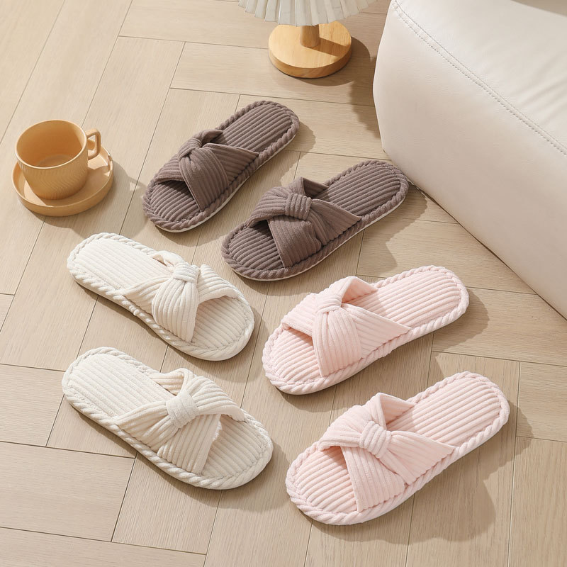 코듀로이 크로스 스트랩 홈 슬리퍼 여성용 오픈 발가락  - Women Shoes For Winter 리뷰 및 가격