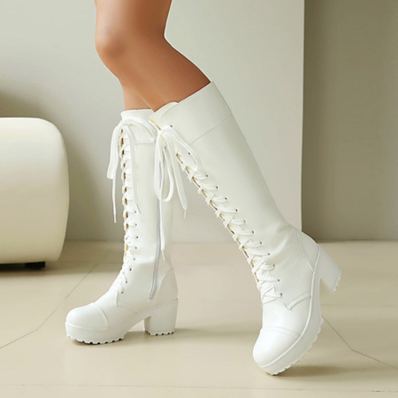 여성용 무릎 높이 레이스업 컴뱃 부츠 청키 플랫폼 고스 - Zip Up Boots Short 리뷰 및 가격