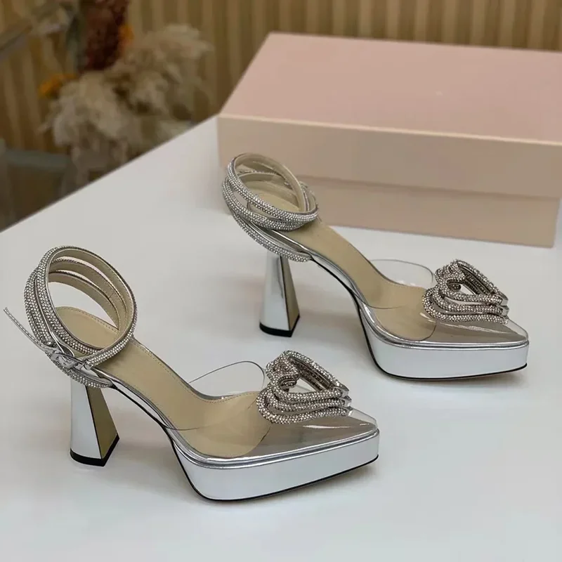 플랫폼 크리스탈 사랑 장식 샌들 섹시한 지적 발가락 얇 - Women'S Shoes Toms 리뷰 및 가격